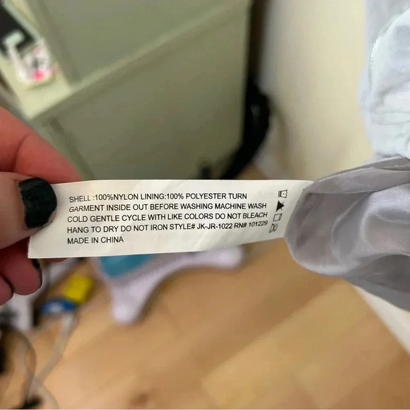 Women's 1 Sunset Lane Nylon Drawstring Hooded Rain Jacket Taupe Silver Hardware - Picture 7 of 8